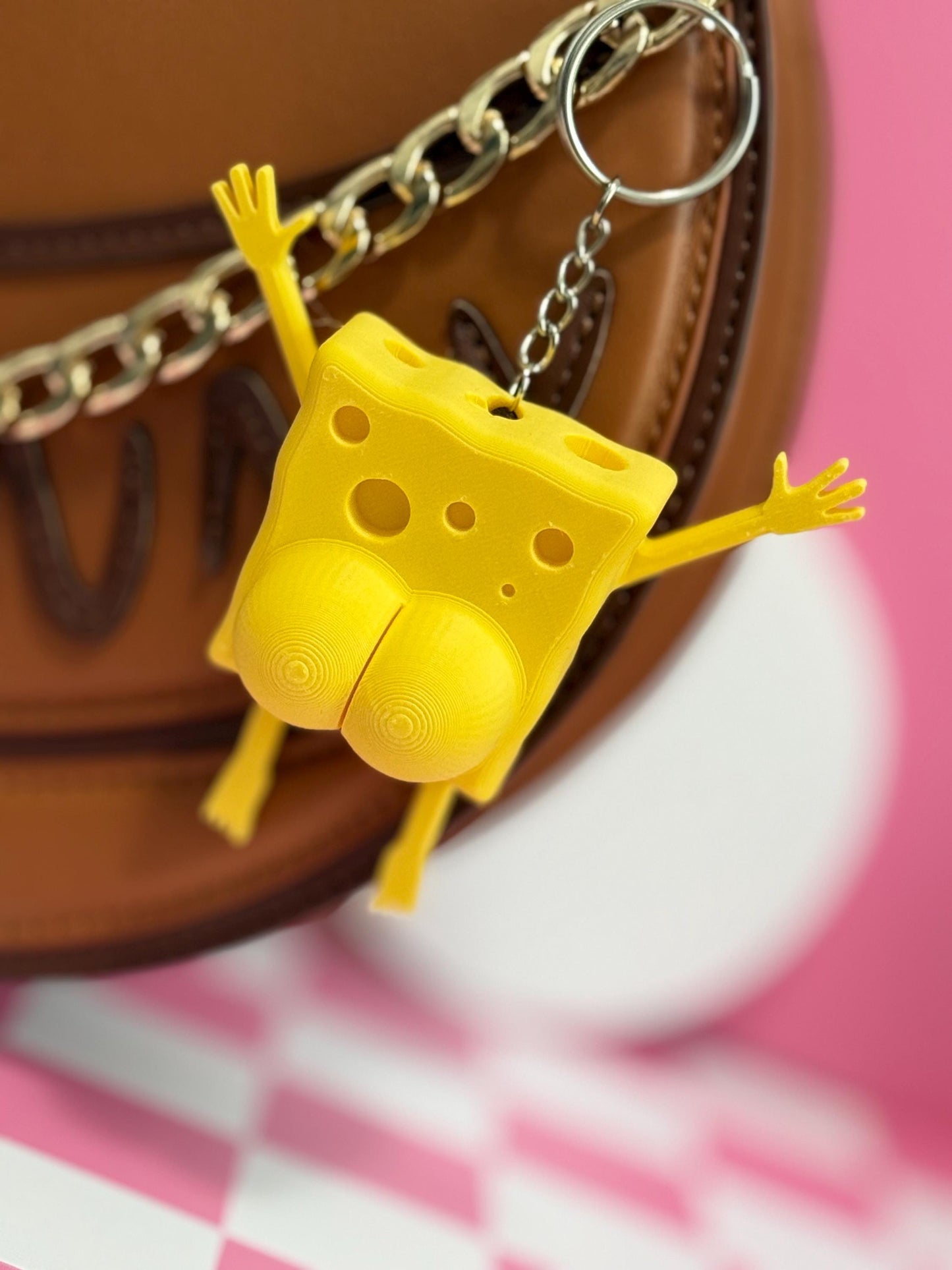 Funny 3D Printed Butt Keychain: Sea Sponge and Star - Meme Gift