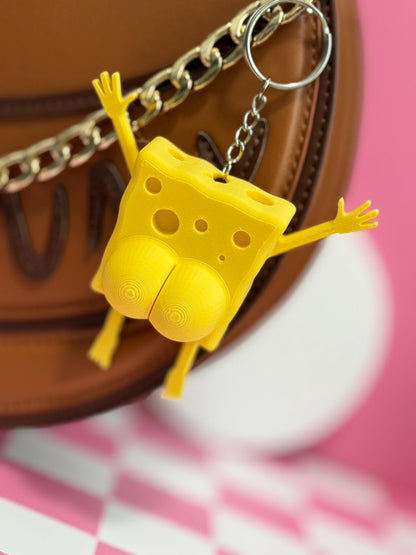 Funny 3D Printed Butt Keychain: Sea Sponge and Star - Meme Gift