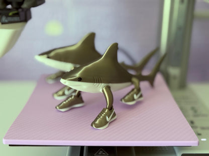 Tralalero Tralala Shark Gold Toy 3D Printed Viral Meme Figure Trend Collectible Funny Gift for Shark and Sneaker Meme Italian Brainrot