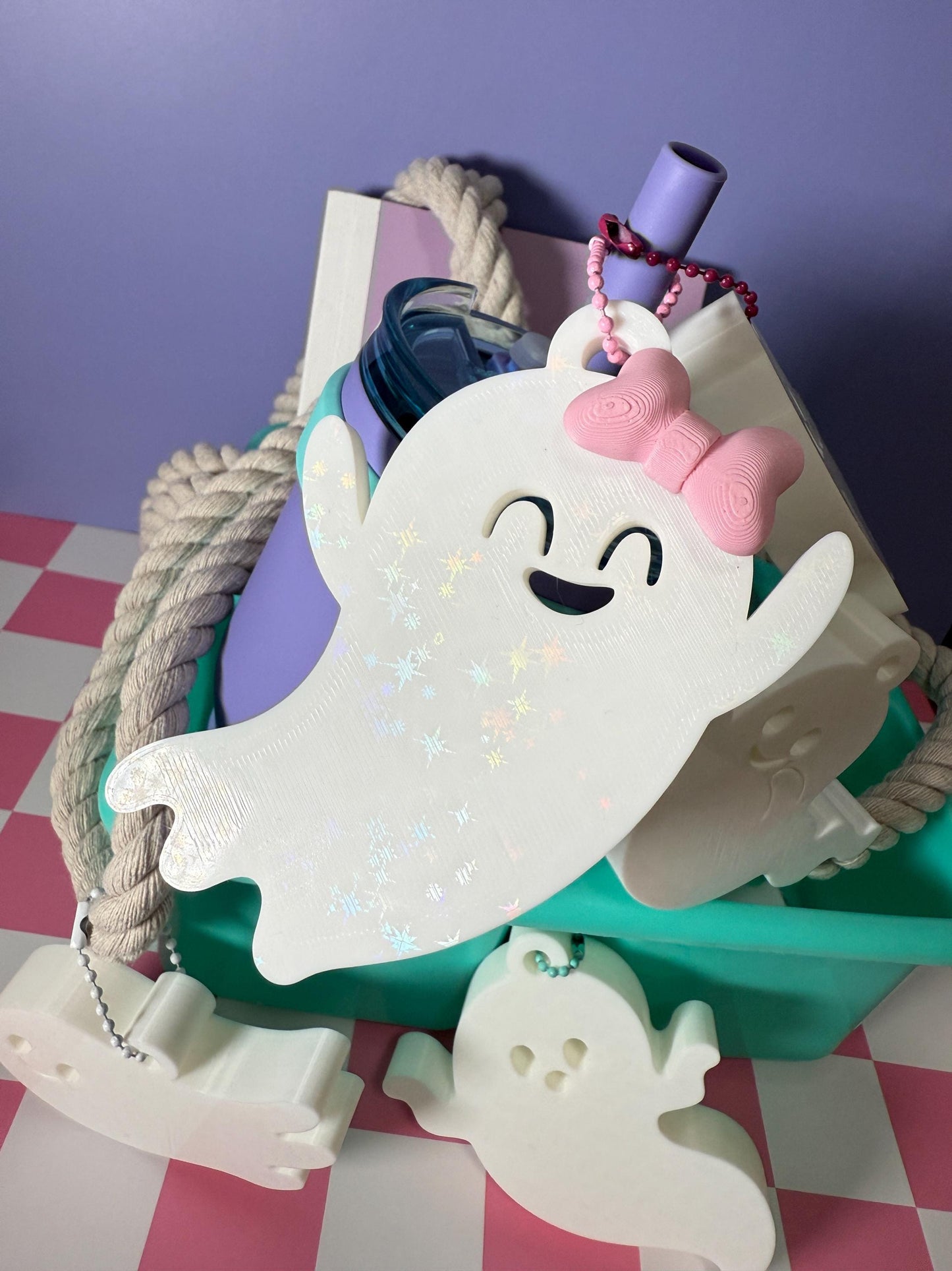 3D Printed Ghost Tag: Halloween Basket Charm, Backpack Accessory for kids and Halloween stuffer