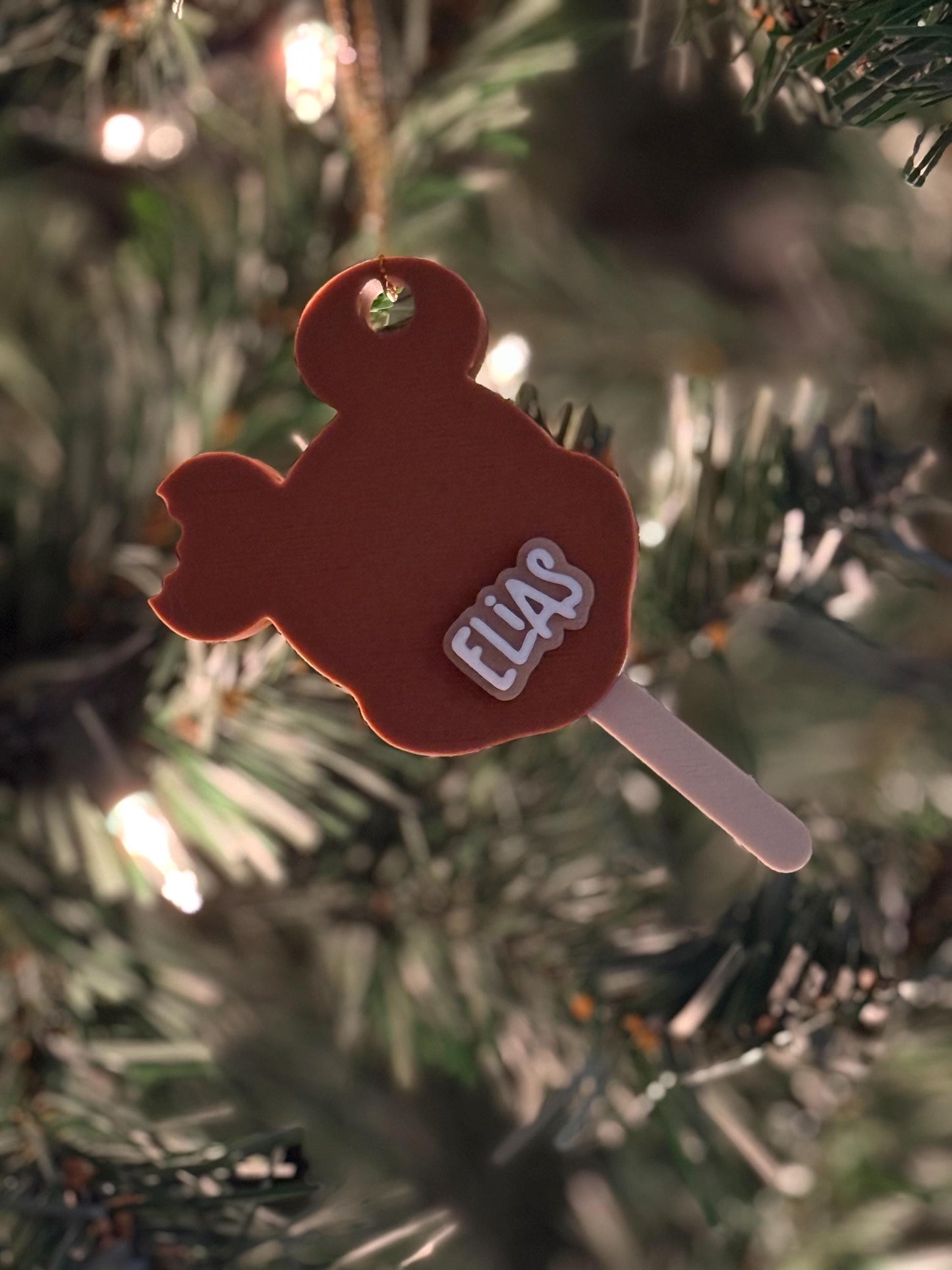 Personalized Mickey Popsicle Ornament, Custom Name Christmas Decoration, Cute Holiday Tree Hanging Gift, Unique Stocking Stuffer Keepsake