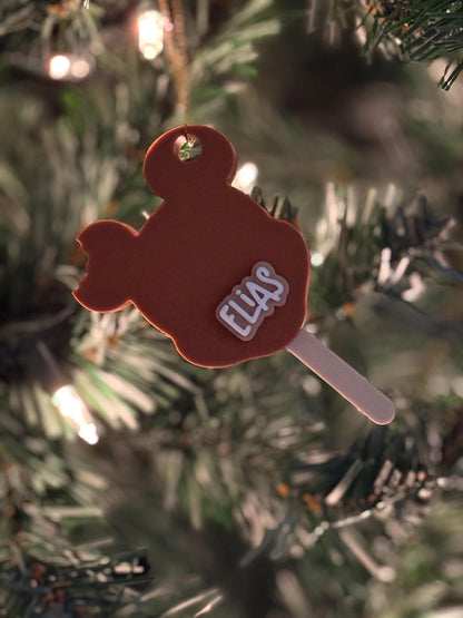 Personalized Mickey Popsicle Ornament, Custom Name Christmas Decoration, Cute Holiday Tree Hanging Gift, Unique Stocking Stuffer Keepsake