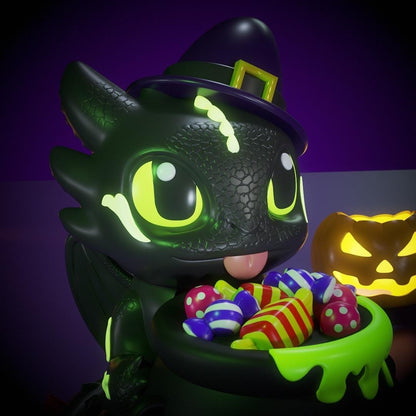 Toothless Popcorn Bucket Halloween 3D Printed Cauldron Decoration, Cute Witch Dragon Candy Bowl, Spooky Home Decor, Unique Gift Halloween