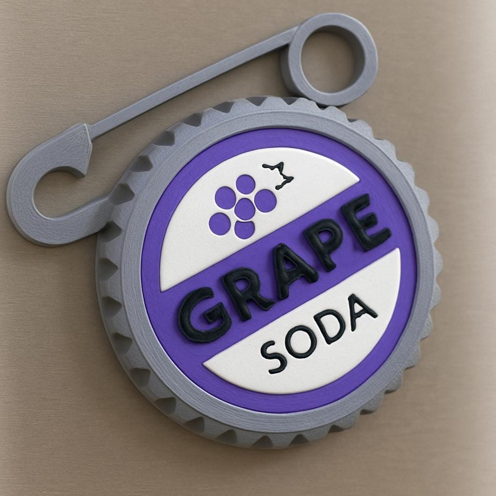 Grape Soda Pin Magnet, Disney Cruise Door Decoration, Personalized Stateroom Gift, 3D Printed Fish Extender Present, Cute Fridge Accessory