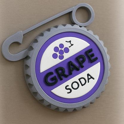 Grape Soda Pin Magnet, Disney Cruise Door Decoration, Personalized Stateroom Gift, 3D Printed Fish Extender Present, Cute Fridge Accessory