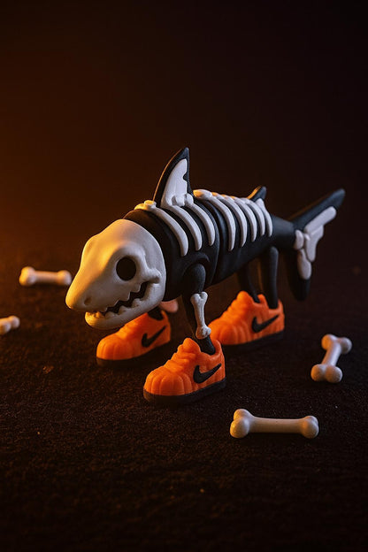 Tralalero Tralala Skeleton Shark Halloween Toy, Articulated Shark Figure With Sneakers, Spooky Brainrot Collectible, Funny Gift For Gamers
