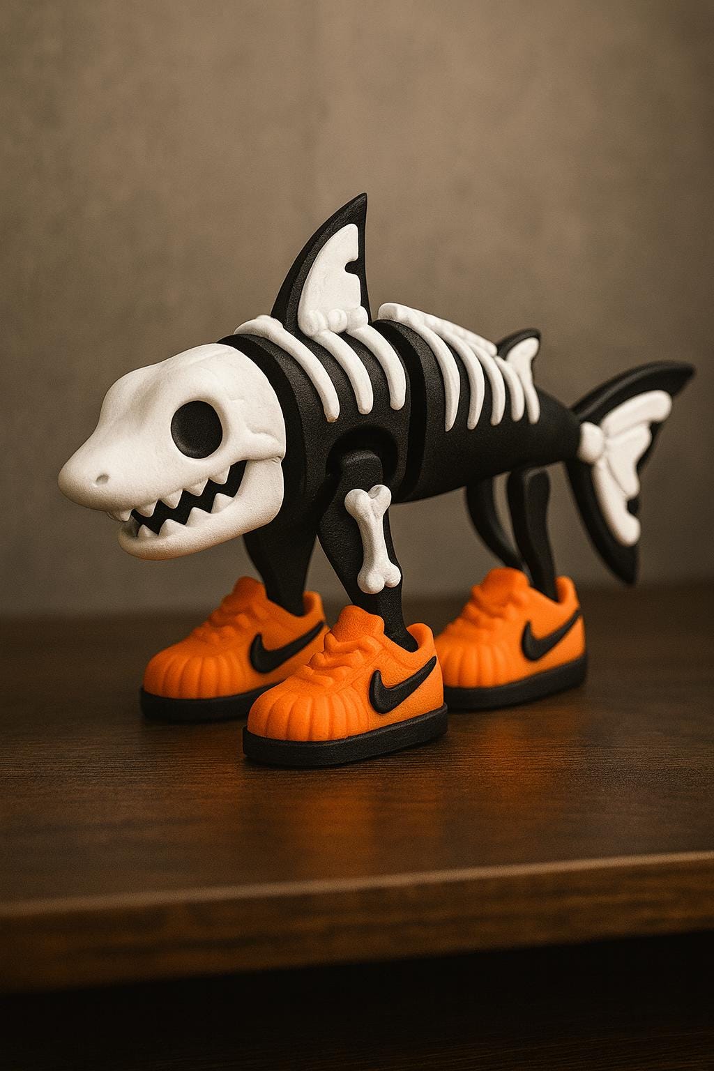 Tralalero Tralala Skeleton Shark Halloween Toy, Articulated Shark Figure With Sneakers, Spooky Brainrot Collectible, Funny Gift For Gamers