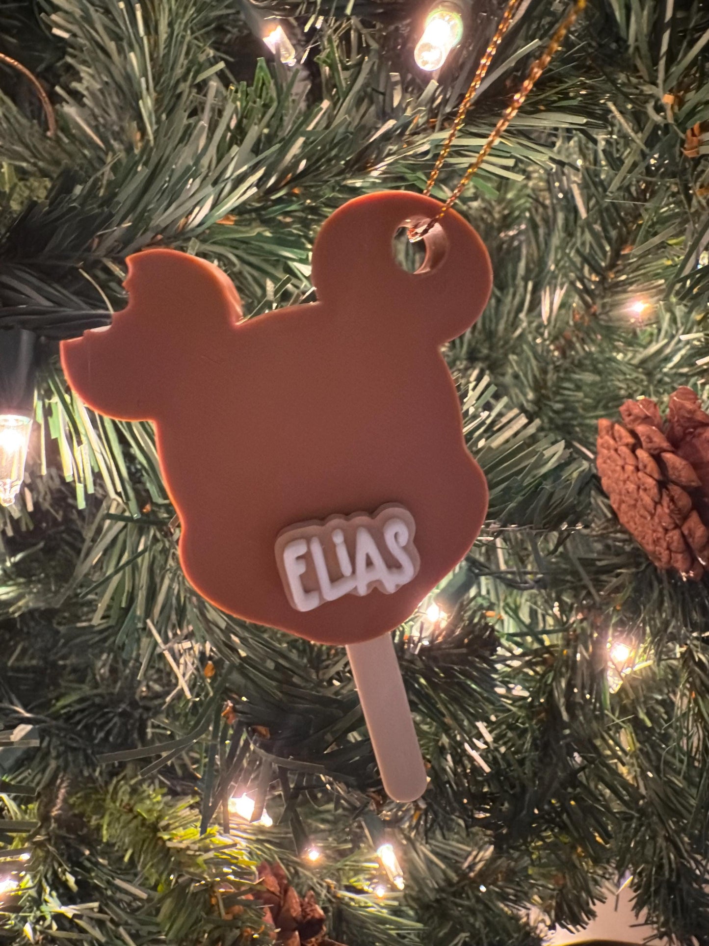 Personalized Mickey Popsicle Ornament, Custom Name Christmas Decoration, Cute Holiday Tree Hanging Gift, Unique Stocking Stuffer Keepsake
