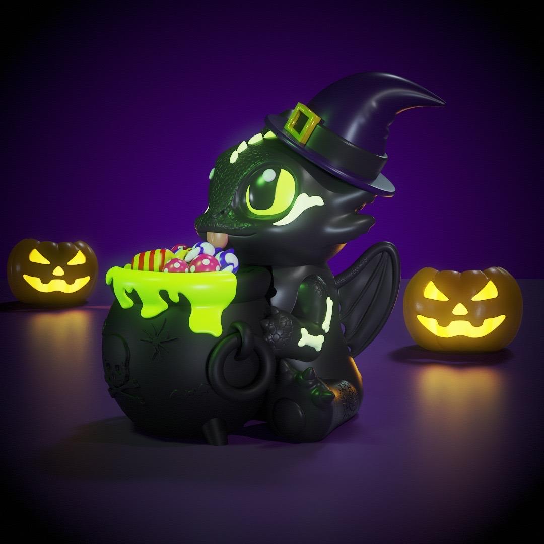 Toothless Popcorn Bucket Halloween 3D Printed Cauldron Decoration, Cute Witch Dragon Candy Bowl, Spooky Home Decor, Unique Gift Halloween