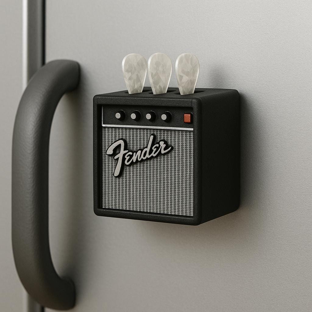 Mini Guitar Amp Magnet Pick Holder: 3D Printed Rock Decor
