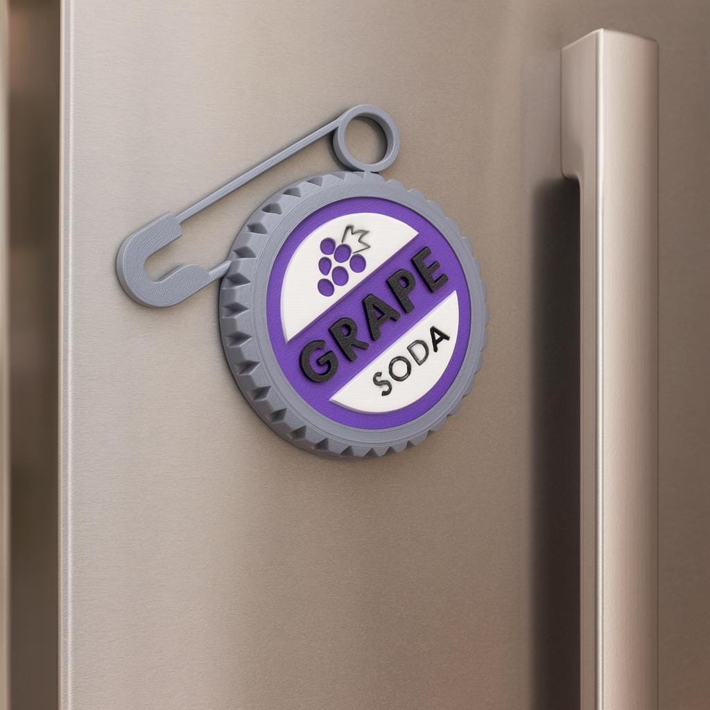 Grape Soda Pin Magnet, Disney Cruise Door Decoration, Personalized Stateroom Gift, 3D Printed Fish Extender Present, Cut