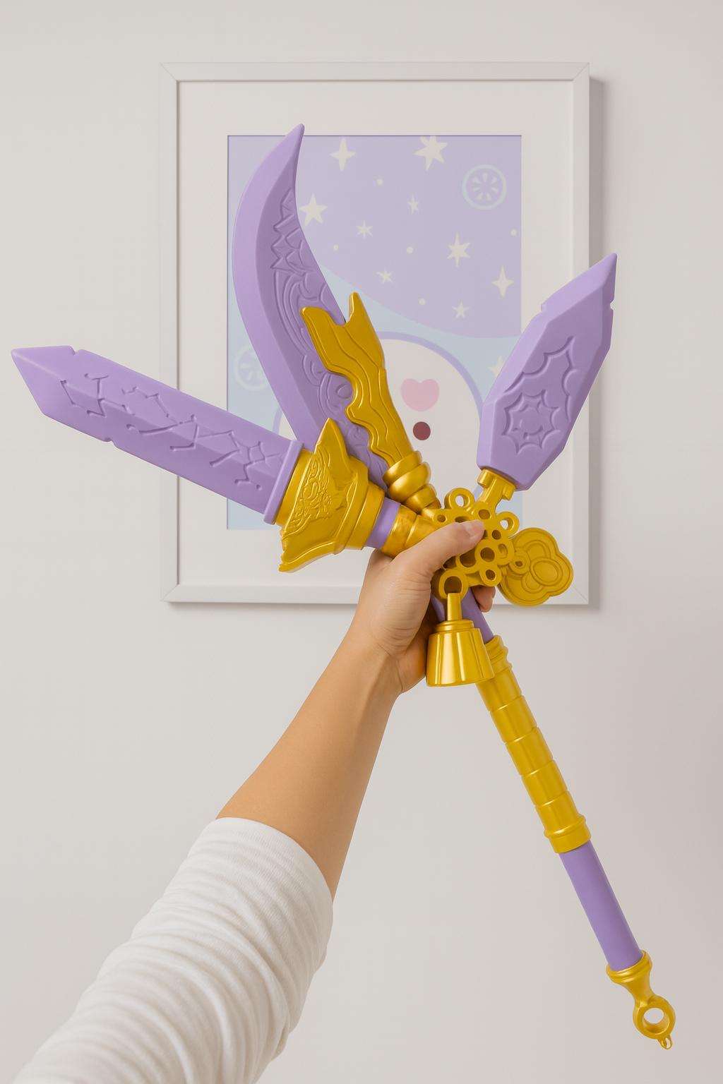 Huntrix Demon Hunters Mira Spear Gokdo polearm – 3D Printed Purple & Gold Cosplay Prop Anime Weapon Replica Collectible Display KPOP
