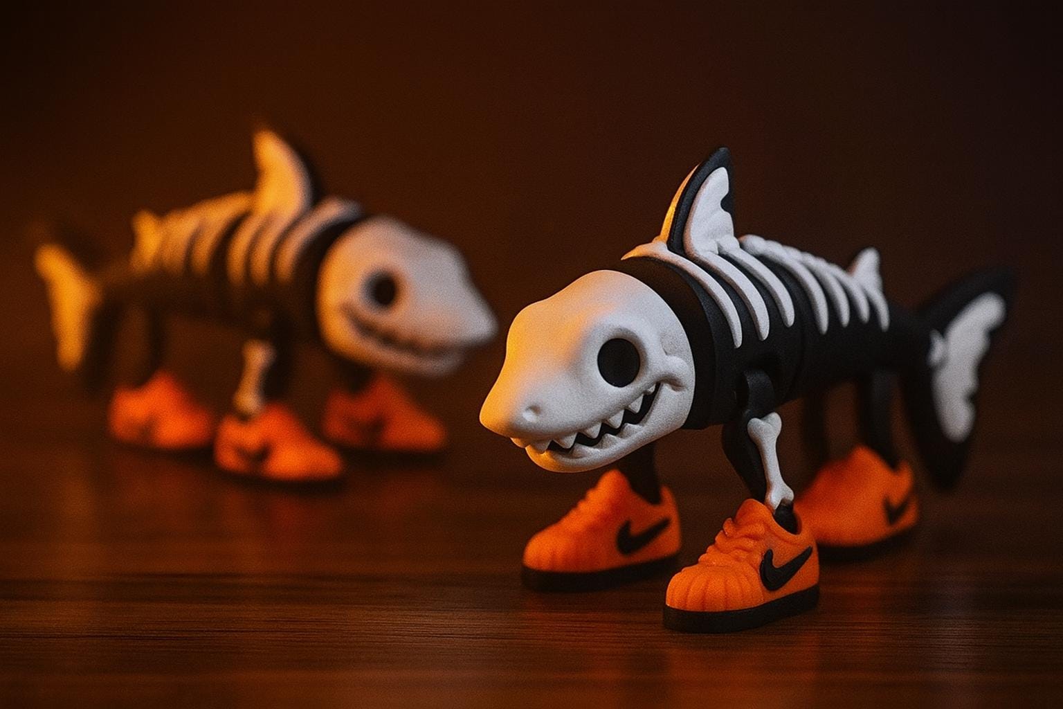 Tralalero Tralala Skeleton Shark Halloween Toy, Articulated Shark Figure With Sneakers, Spooky Brainrot Collectible, Fun