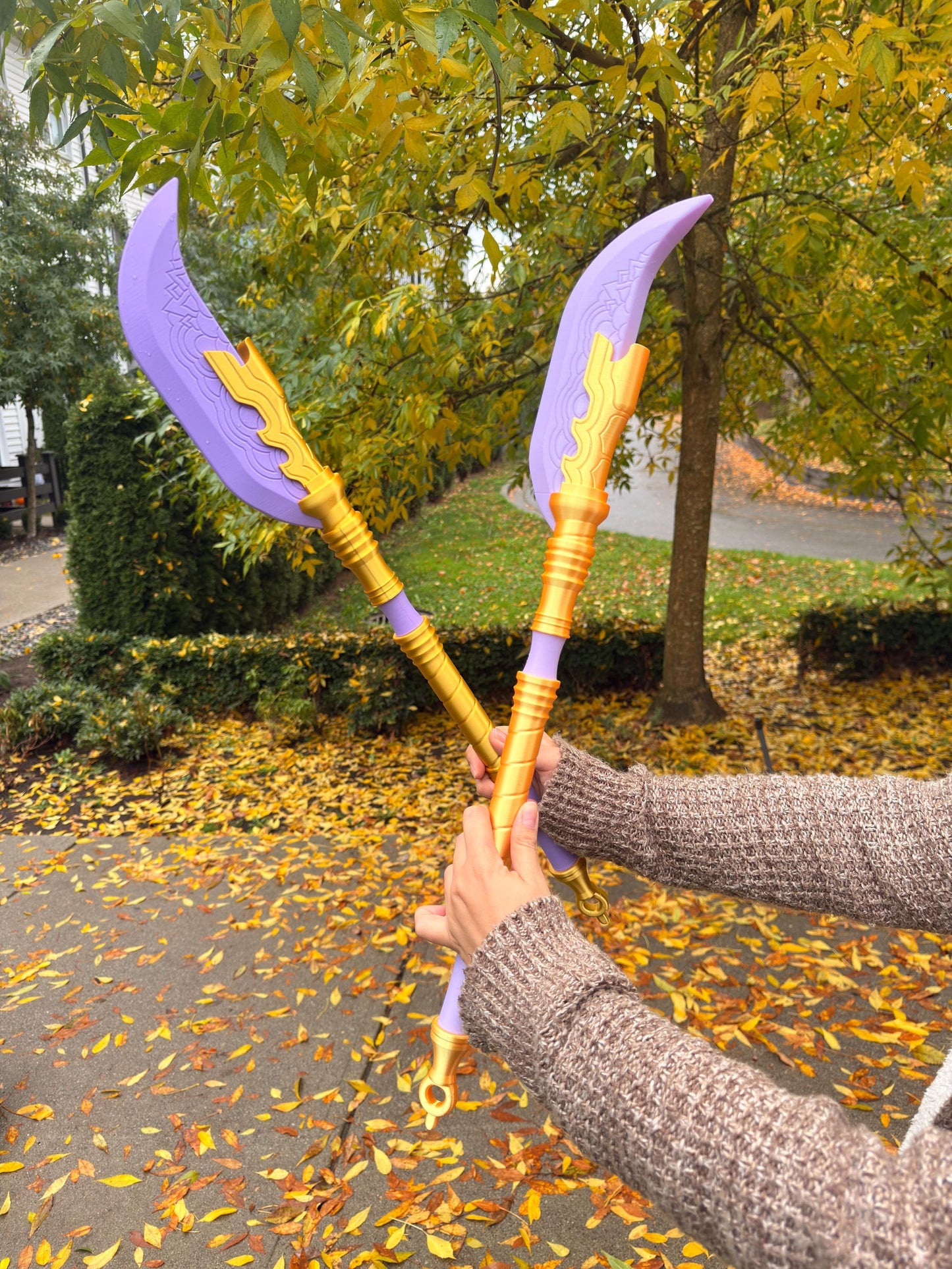 Huntrix Demon Hunters Mira Spear Gokdo polearm – 3D Printed Purple & Gold Cosplay Prop Anime Weapon Replica Collectible Display KPOP