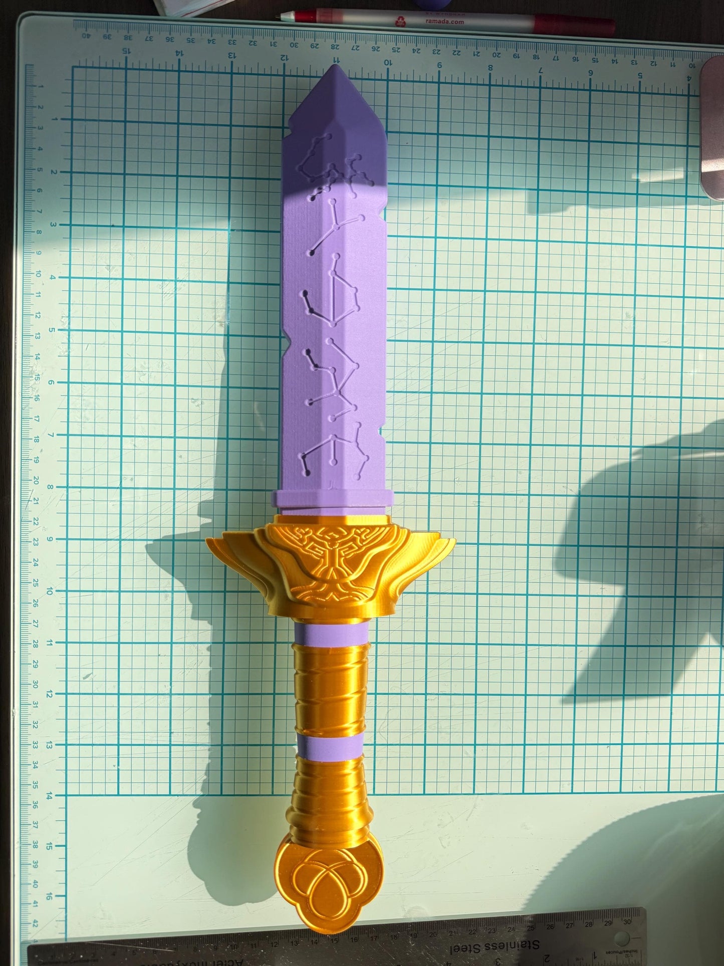Huntrix Demon Hunters Mira Spear Gokdo polearm – 3D Printed Purple & Gold Cosplay Prop Anime Weapon Replica Collectible Display KPOP