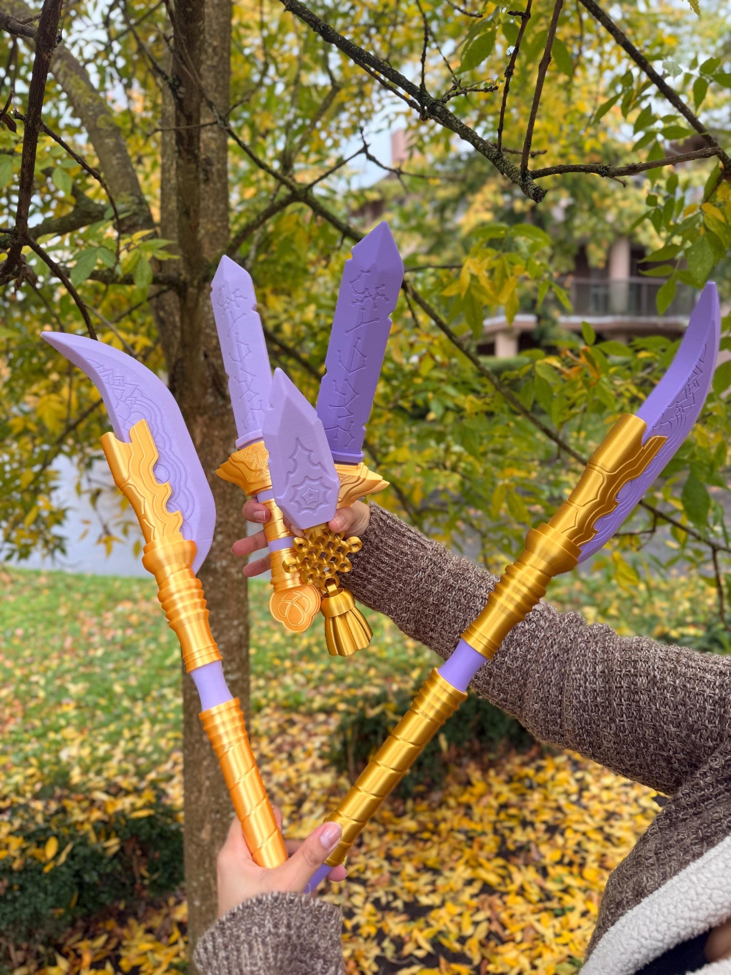 Huntrix Demon Hunters Mira Spear Gokdo polearm – 3D Printed Purple & Gold Cosplay Prop Anime Weapon Replica Collectible 