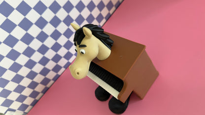 Ecco Cavallo Virtuoso 3D Printed Figure Funny Piano Horse Character, Brainrot Sprunki Meme Toy Surreal Collectible Weirdcore Art Gift