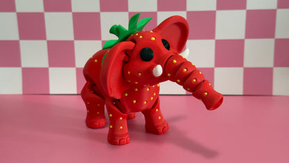 Strawberry Elephant steal a brainrot articulated figure 3d printed Italian Brainrot