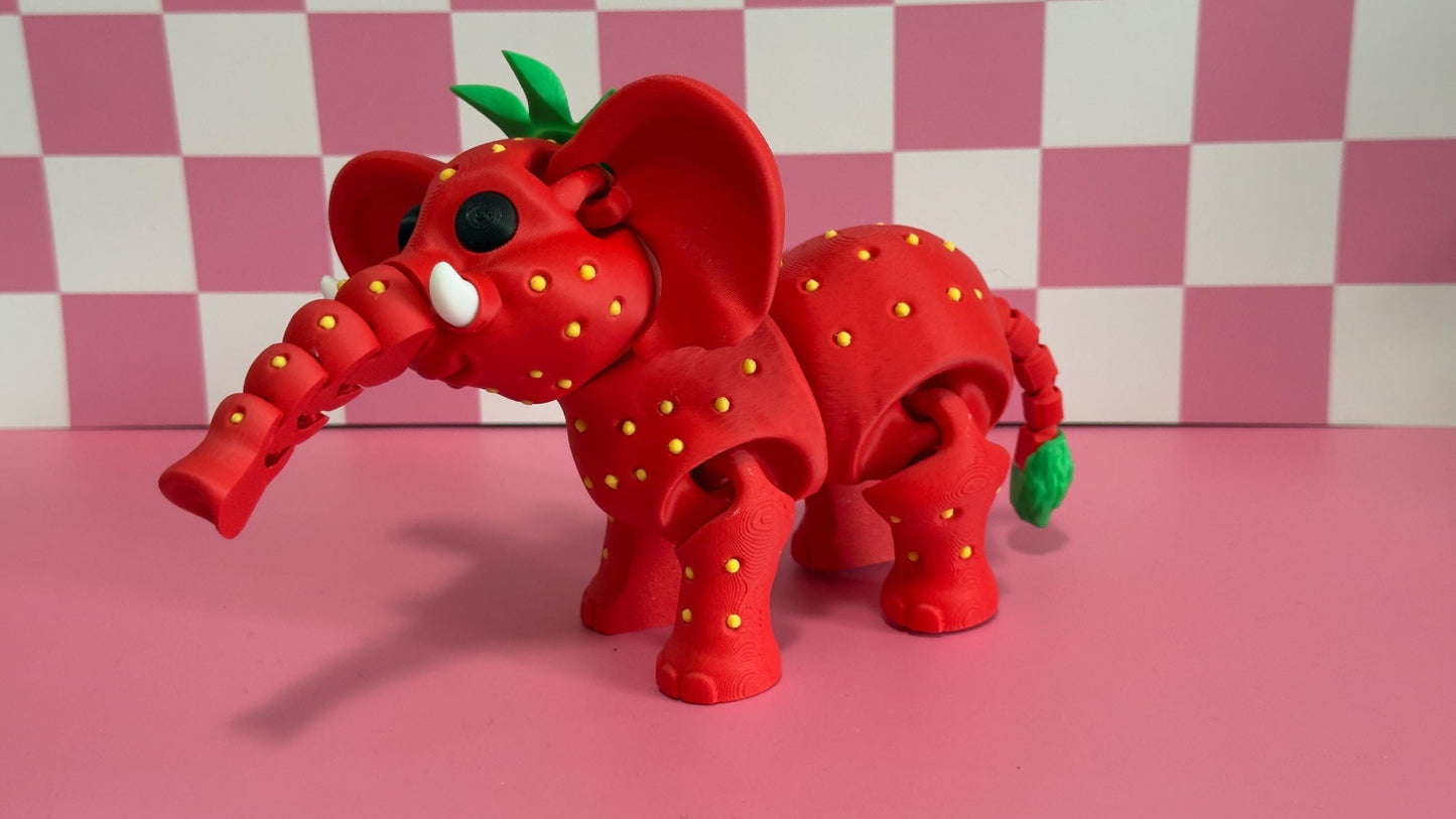Strawberry Elephant steal a brainrot articulated figure 3d printed Italian Brainrot