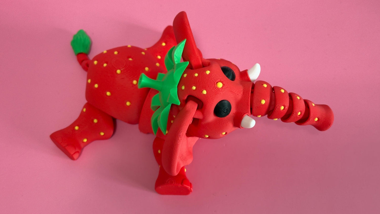 Strawberry Elephant steal a brainrot articulated figure 3d printed Italian Brainrot