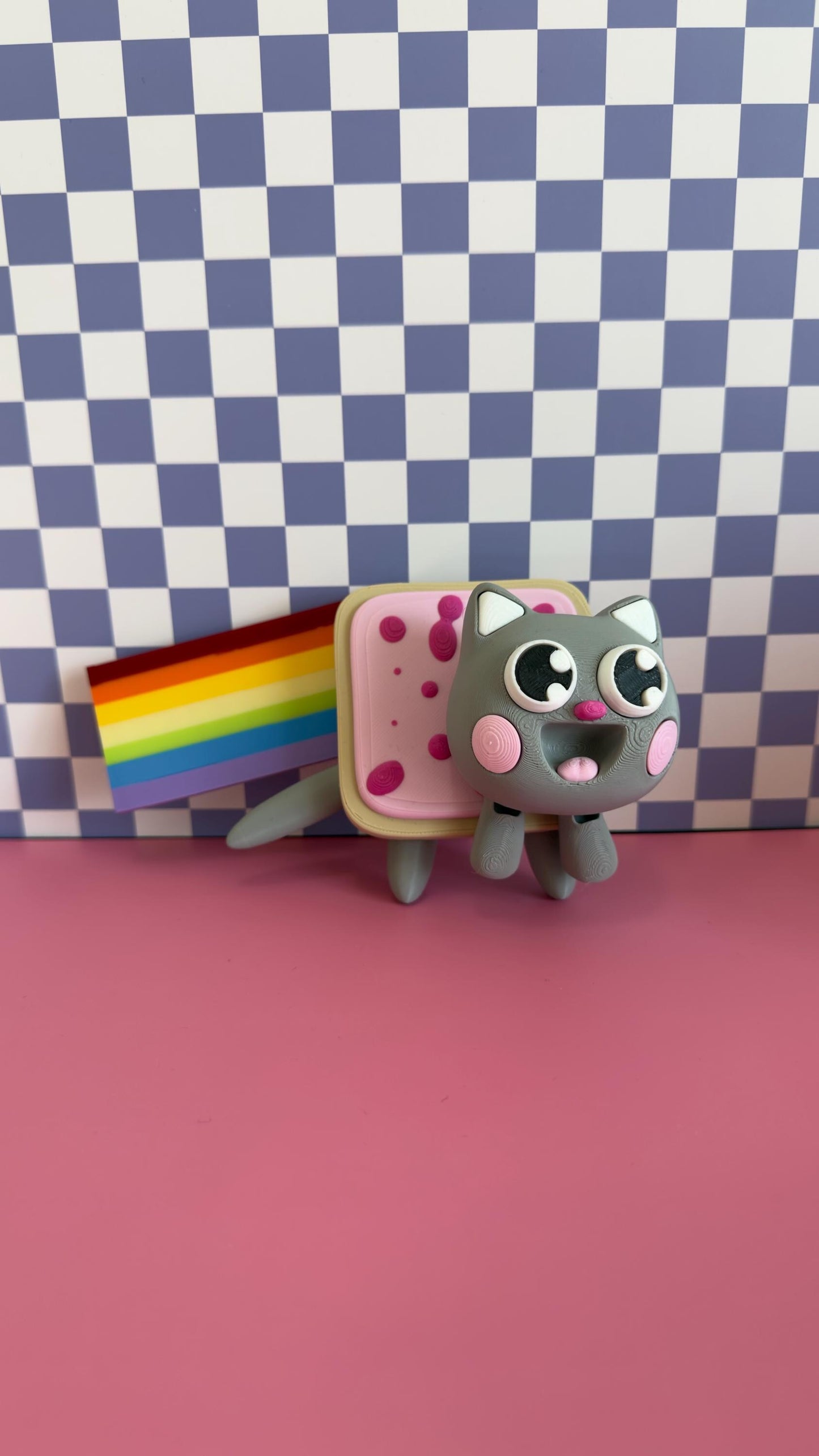 Nyan Cat Brainrot Figure With Rainbow, Articulated Meme Cat Toy, Funny Geek Collectible Gift, Cute Desk Decor For Gamers And Meme Lover