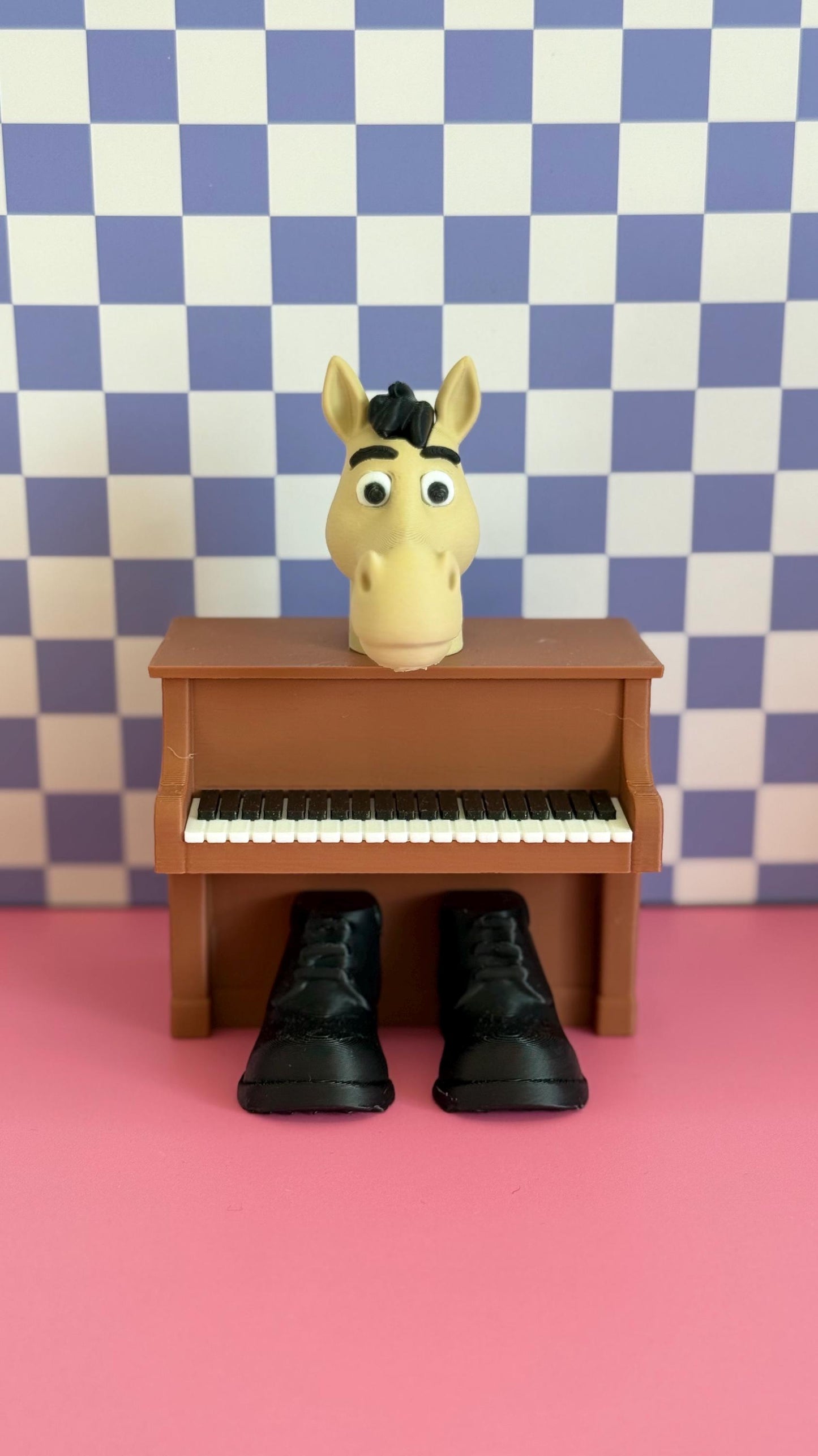 Ecco Cavallo Virtuoso 3D Printed Figure Funny Piano Horse Character, Brainrot Sprunki Meme Toy Surreal Collectible Weirdcore Art Gift