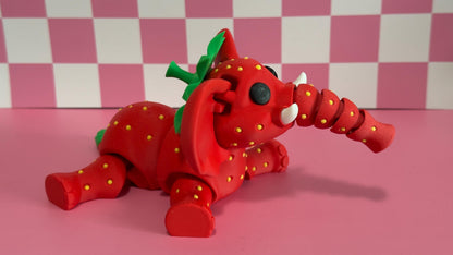 Strawberry Elephant steal a brainrot articulated figure 3d printed Italian Brainrot