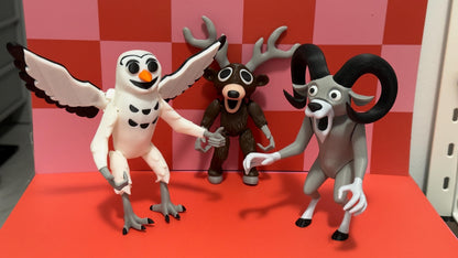 99 Nights In The Forest The Ram The Owl The Deer Figurine, Articulated 3D Printed Toy, Unique Fantasy Creature Collectib