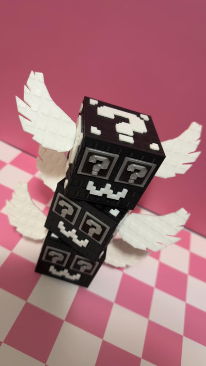 Lucky Block Brainrot Figure Winged Mystery Block Toy 3D Printed Meme Collectible Cute Gamer Desk Buddy Red Yellow Black Options