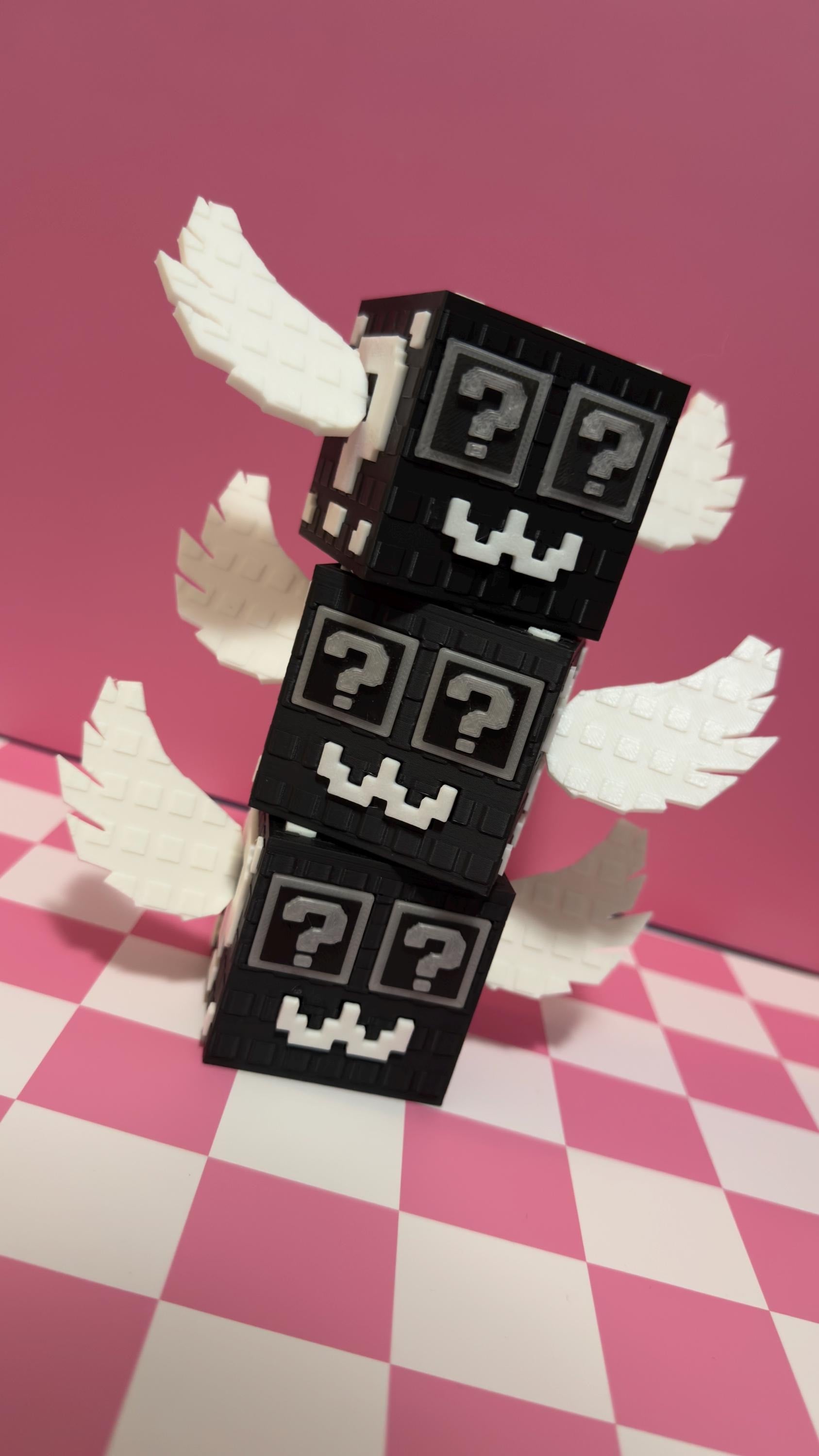 Lucky Block Brainrot Figure Winged Mystery Block Toy 3D Printed Meme Collectible Cute Gamer Desk Buddy Red Yellow Black 