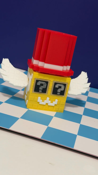 Admin Lucky Block Brainrot Figure Winged Mystery Block Toy 3D Printed Meme Collectible Cute Gamer Desk Buddy Red Yellow Black Options