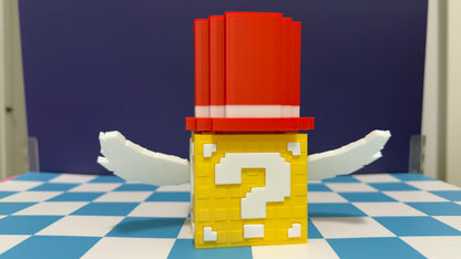 Admin Lucky Block Brainrot Figure Winged Mystery Block Toy 3D Printed Meme Collectible Cute Gamer Desk Buddy Red Yellow Black Options