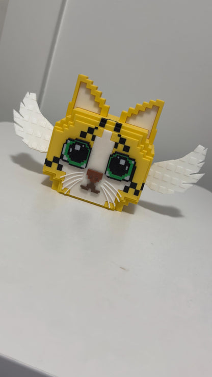Meowl Lucky Block Brainrot Winged Pixel Cat 3D Printed Collectible Figure Cute Gamer Desk Buddy