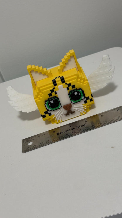 Meowl Lucky Block Brainrot Winged Pixel Cat 3D Printed Collectible Figure Cute Gamer Desk Buddy