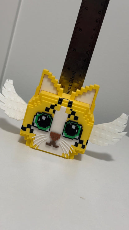 Meowl Lucky Block Brainrot Winged Pixel Cat 3D Printed Collectible Figure Cute Gamer Desk Buddy