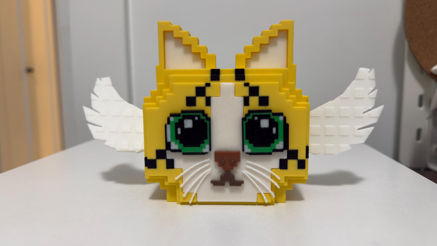 Meowl Lucky Block Brainrot Winged Pixel Cat 3D Printed Collectible Figure Cute Gamer Desk Buddy