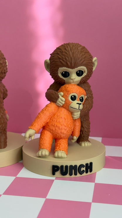 Punch figurine monkey gift Viral Monkey Inspired Jungle Duo 3D Printed Collectible Cute Primate Statue Fan Art Decor