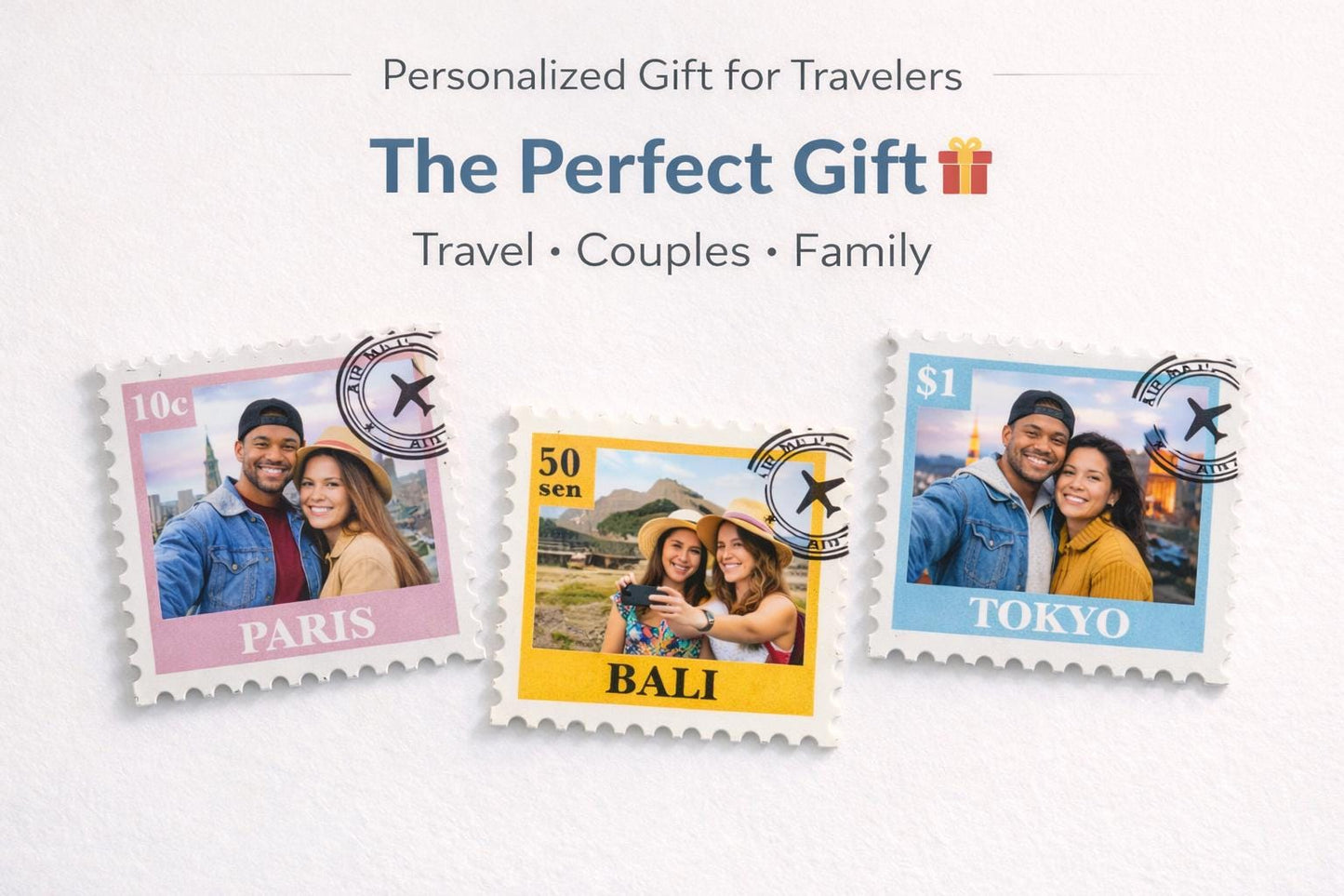 Custom Stamp Photo Magnet Personalized Travel Memory Fridge Magnet