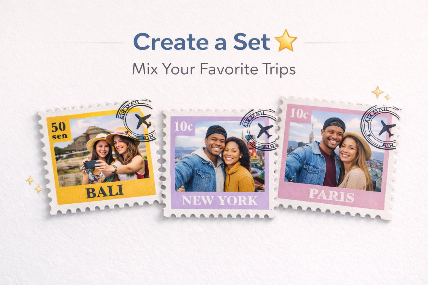 Custom Stamp Photo Magnet Personalized Travel Memory Fridge Magnet