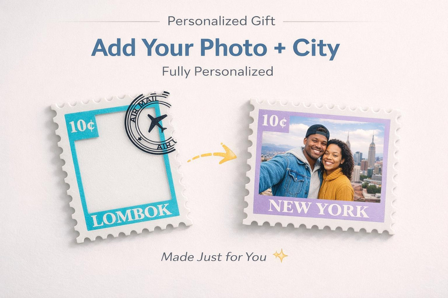 Custom Stamp Photo Magnet Personalized Travel Memory Fridge Magnet